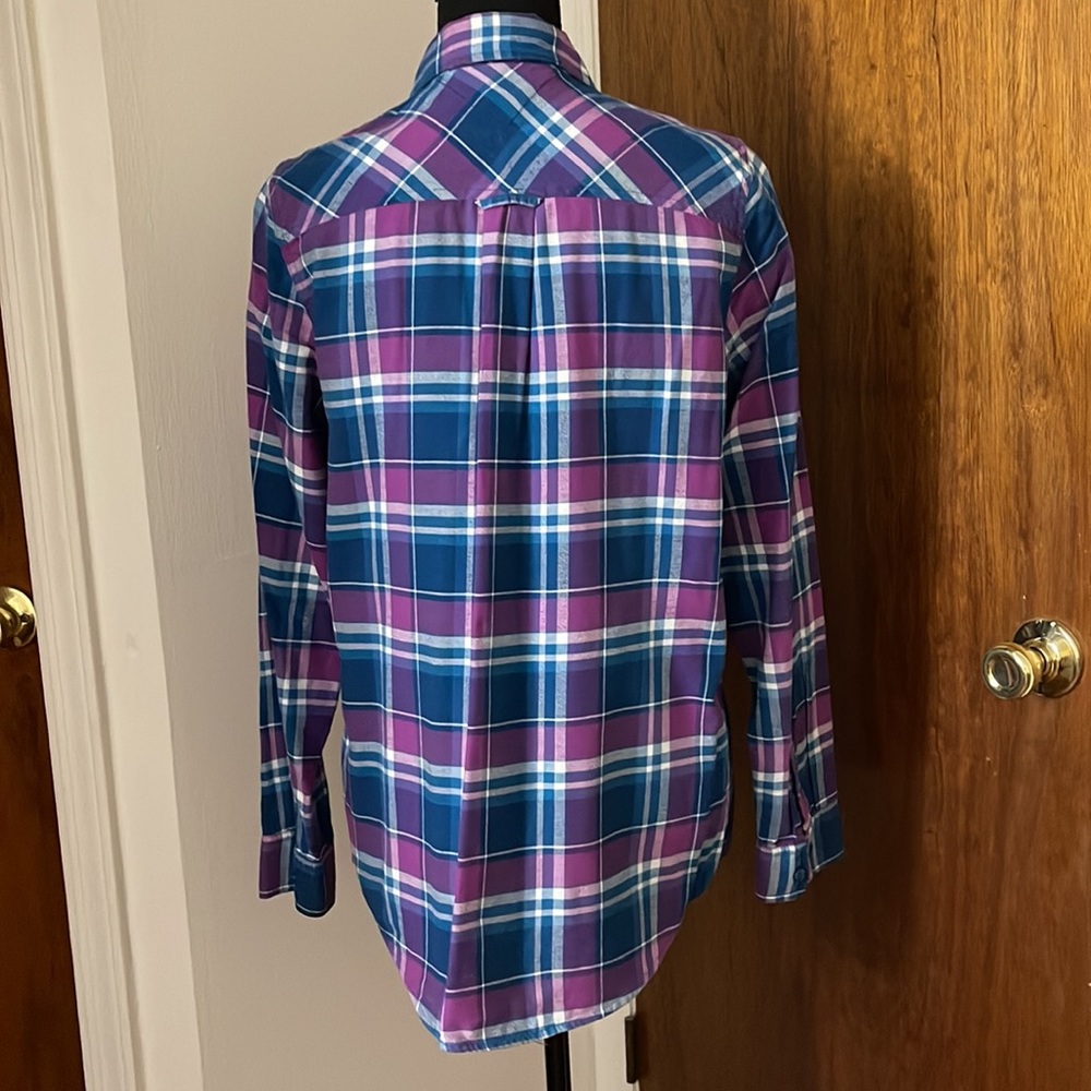 Tommy Hilfiger - Plaid Pink/Blue Long Sleeve Button Down Shirt - Size M - Picture 2 of 5